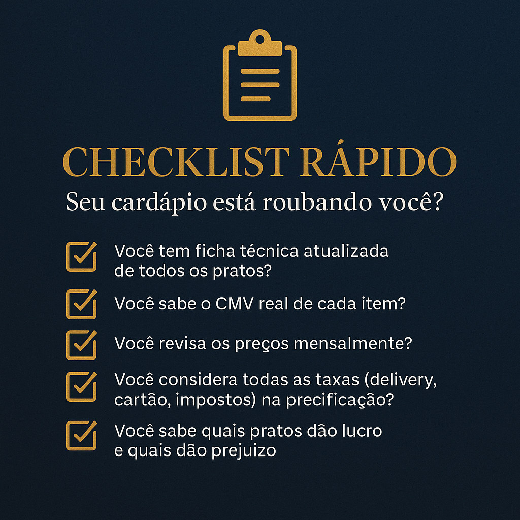 checklist financeiro restaurante